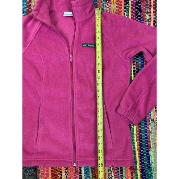 Columbia Fleece Jacket Womens Small S Pink Full Zip Mock Neck Sweatshirt Pockets - Picture 8 of 10